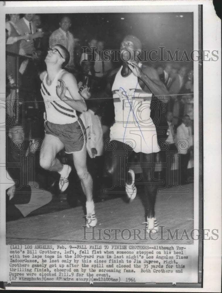 1964 Press Photo Toronto track athlete, Bill Crothers loses to Jim Dupree- Historic Images