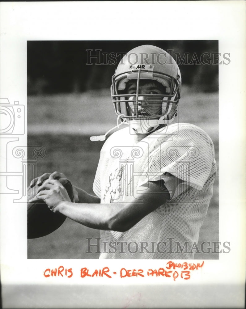 1990 Press Photo Deer Park sophomore football quarterback, Chris Blair-Historic Images