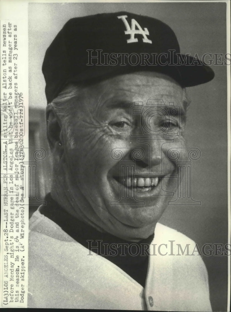 1976 Press Photo Dean of Major League Baseball Managers, Walter Alston - Historic Images