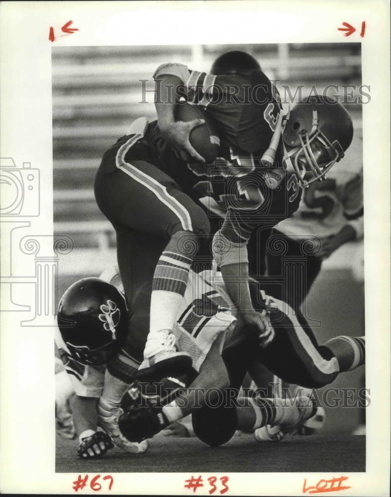 1984 Mead stars Brad Spears and Don Conrad carry the ball  - Historic Images