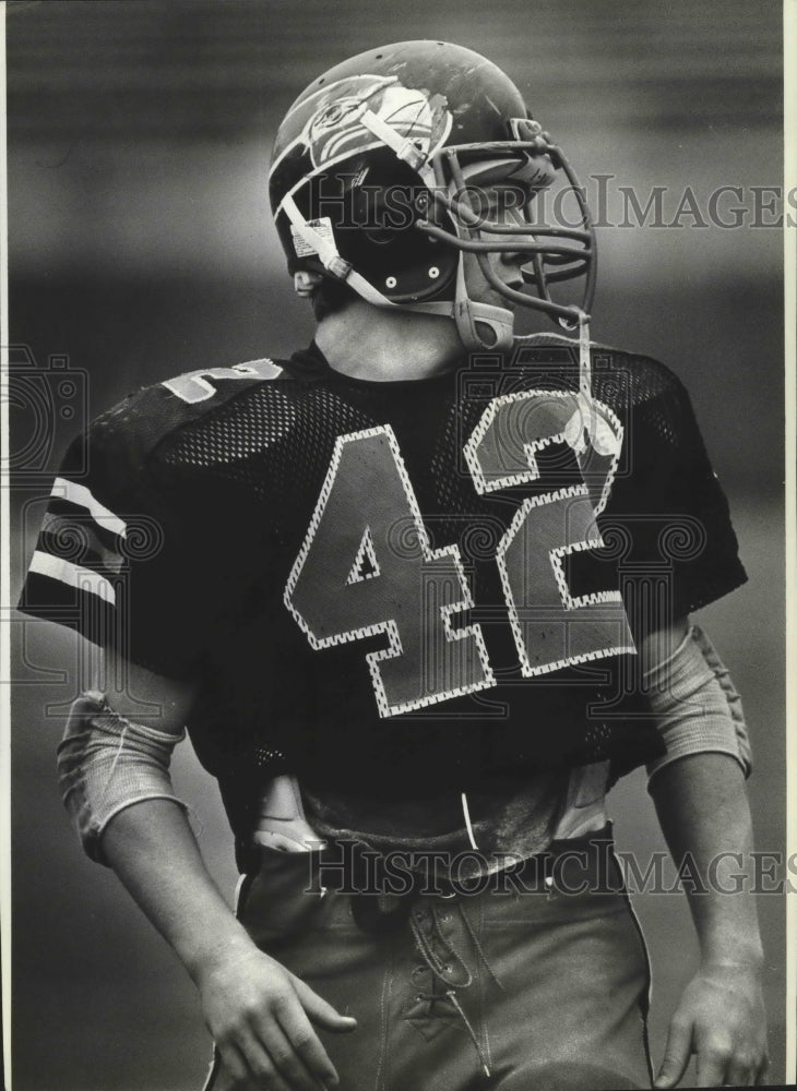 1985 W.V. football player Steve Cheroke ready for the game - Historic Images