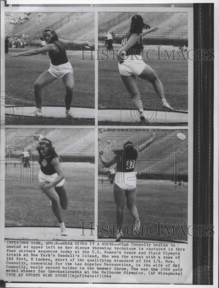 1964 Press Photo Olga Connolly at the U.S. Women&#39;s track &amp; field Olympic trials - Historic Images