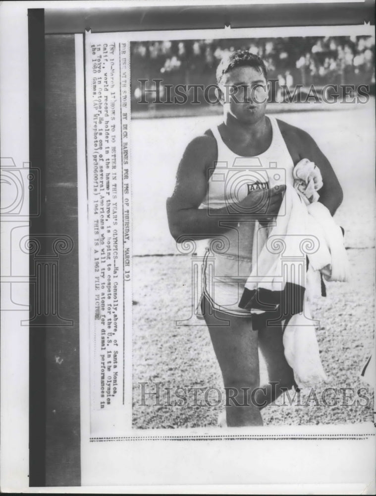 1962 Press Photo Track & field athlete,Hal Connolly, hammer throw record holder-Historic Images