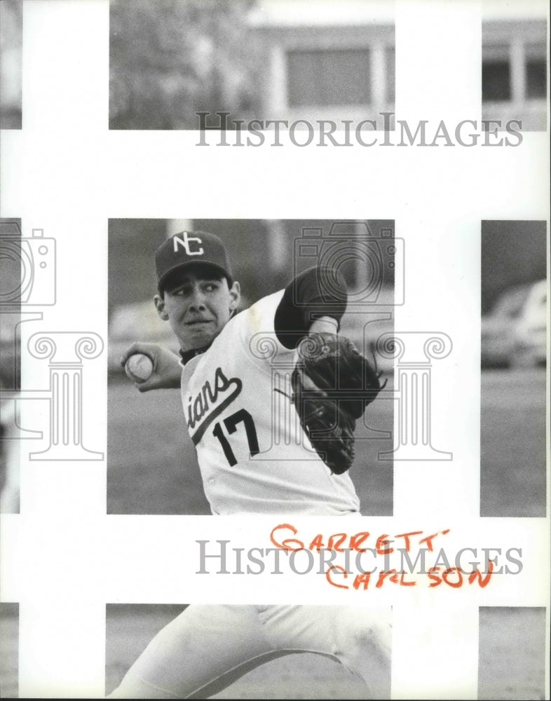 1991 Baseball star Garrett Carlson throws a pitch  - Historic Images