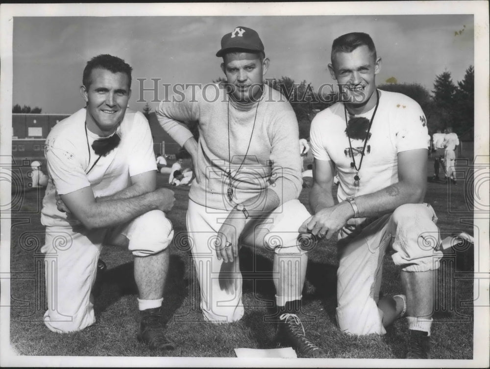 1956 Press Photo Ed Chissus (center)-Eastern Washington College Football Coach-Historic Images