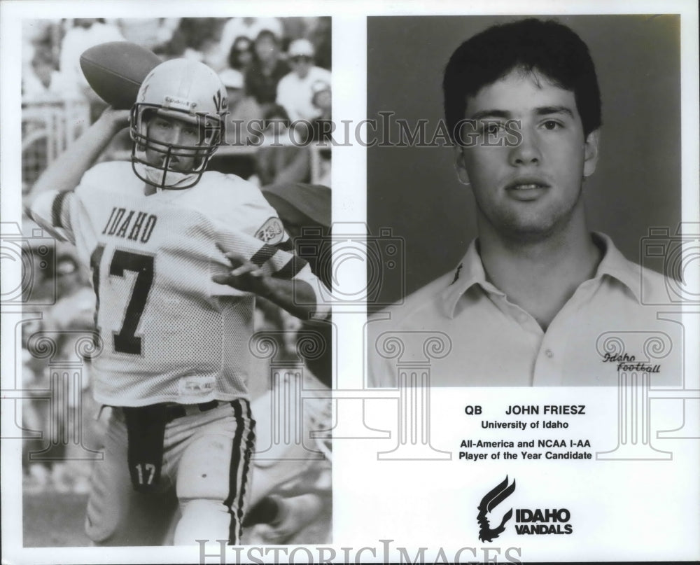 1990 Press Photo John Friesz-Idaho Vandals Football Player of the Year Candidate-Historic Images