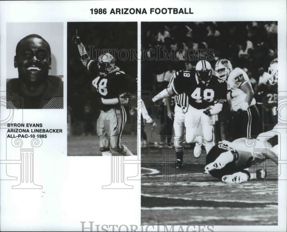 1985 Byron Evans, Arizona Football linebacker  - Historic Images