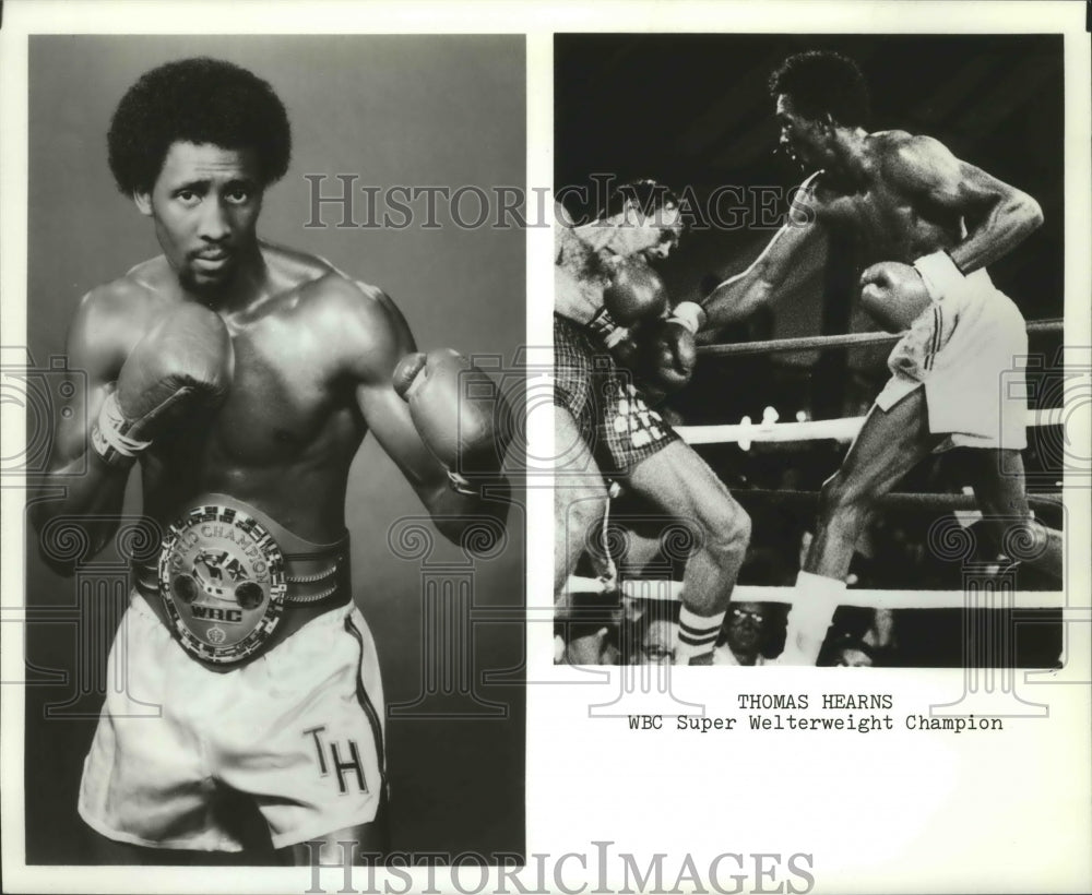 1984 Press Photo WBC Super Welterweight Boxing Champion, Thomas Hearns - Historic Images