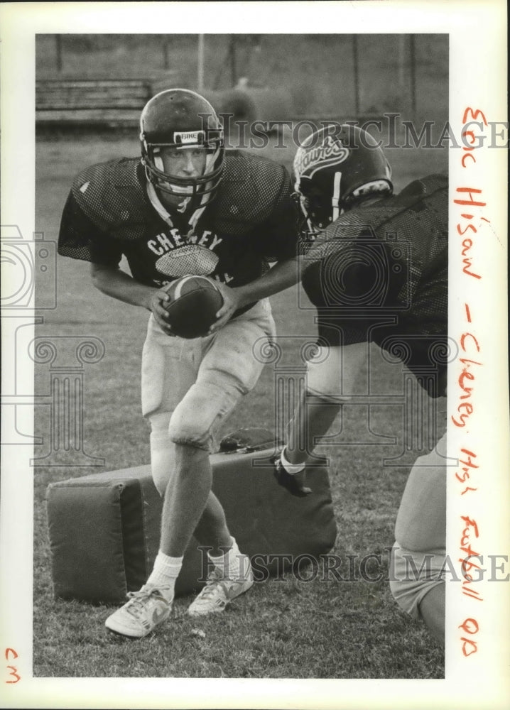 1990 Press Photo Cheney High School football team quarterback, Eric Hisaw - Historic Images