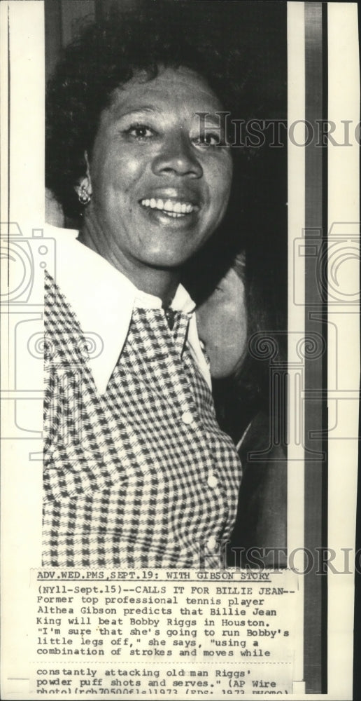 1973 Press Photo Former top professional tennis player, Althea Gibson- Historic Images