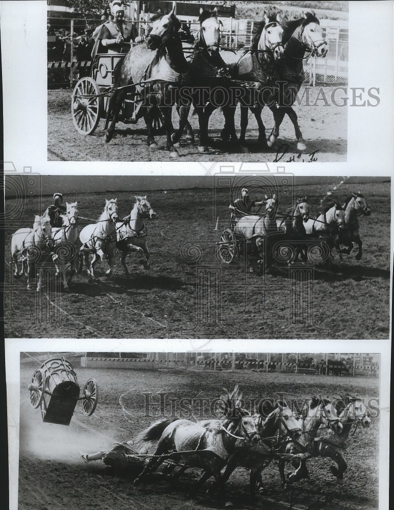 1975 Press Photo Roman-like chariots used in harness horse racing - sps06321-Historic Images