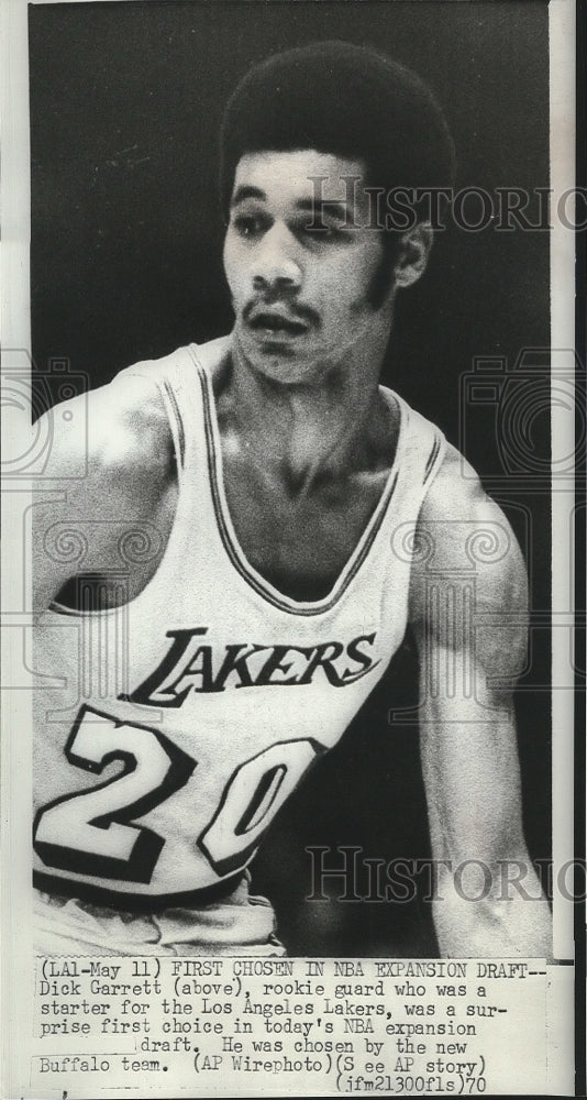 1970 Press Photo Los Angeles Lakers basketball starter, Dick Garrett - sps06390-Historic Images