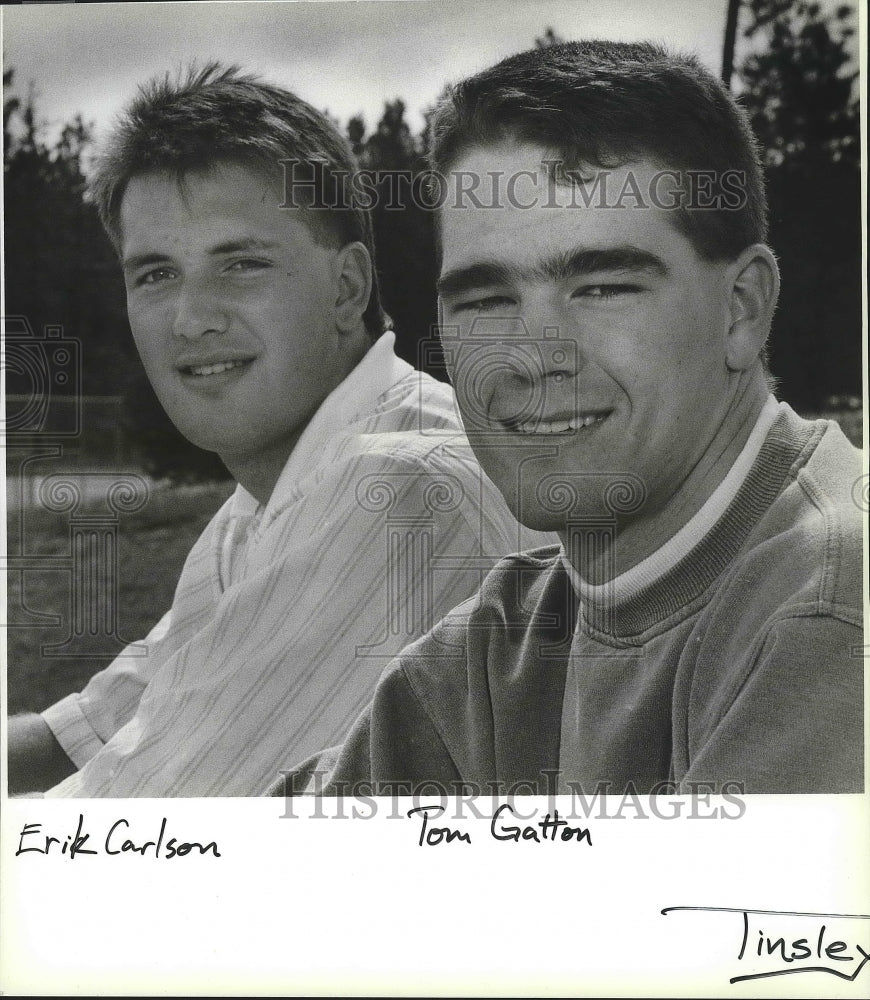 1990 Press Photo Track athlete, Erik Carlson and football player, Tom Gatten - Historic Images