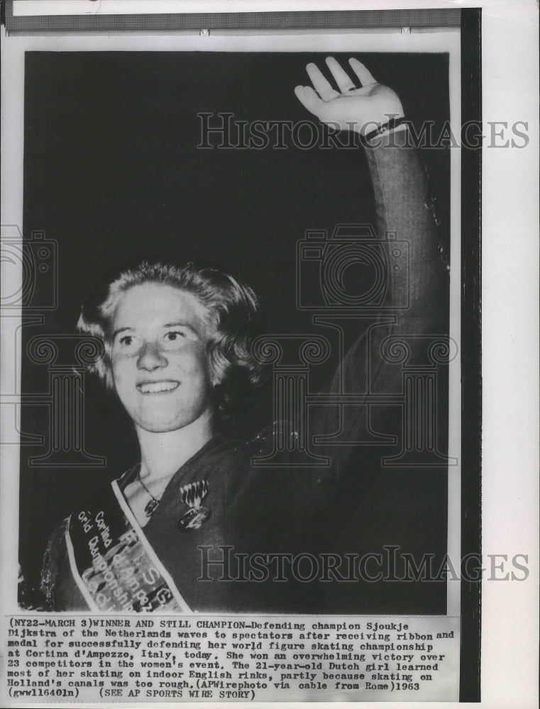 1963 Press Photo World figure skating champion Sjoukje Dijkstra defends title- Historic Images