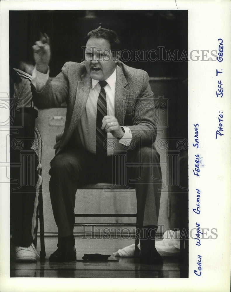 1986 Press Photo Basketball coach Wayne Gilmon of Ferris Saxons - sps07035- Historic Images