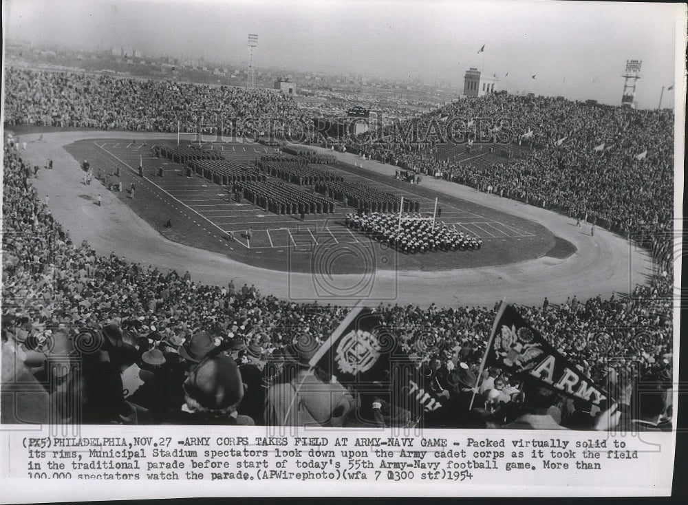 1954 Press Photo A packed crowd at Philadelphia Stadium during Army-Navy game - Historic Images