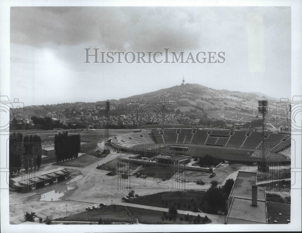 1984 Press Photo Kosevo Stadium, XIV Olympic Winter Games Opening Ceremony site - Historic Images