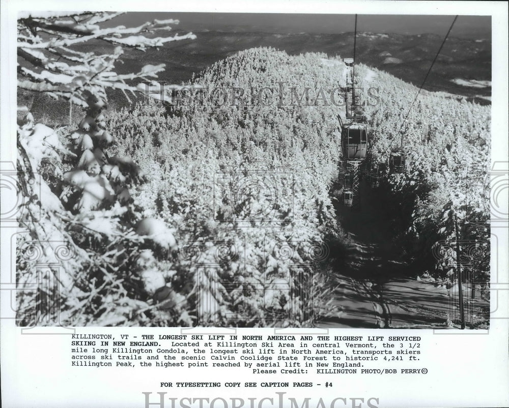 1989 Press Photo Killington Gondola located at Killington Ski Area in Vermont- Historic Images