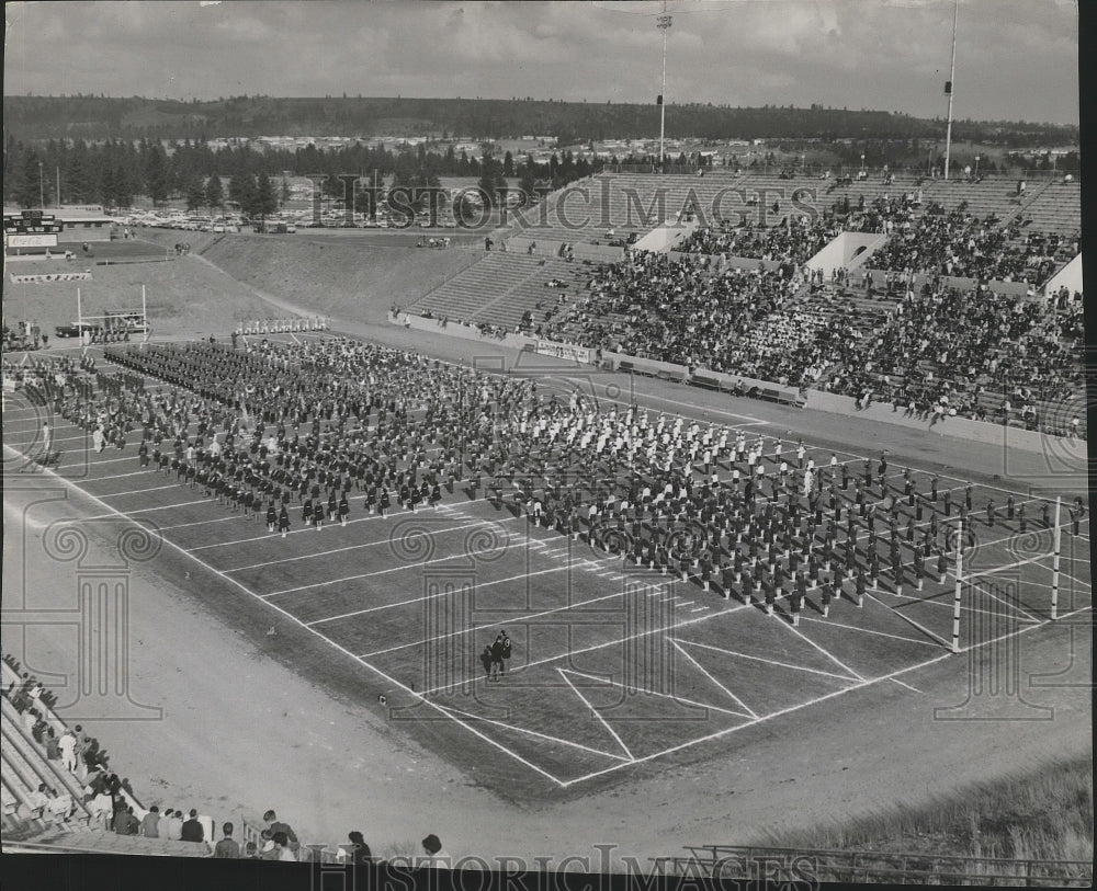 1961 Press Photo Performers at center field of outdoor stadium - sps07906-Historic Images