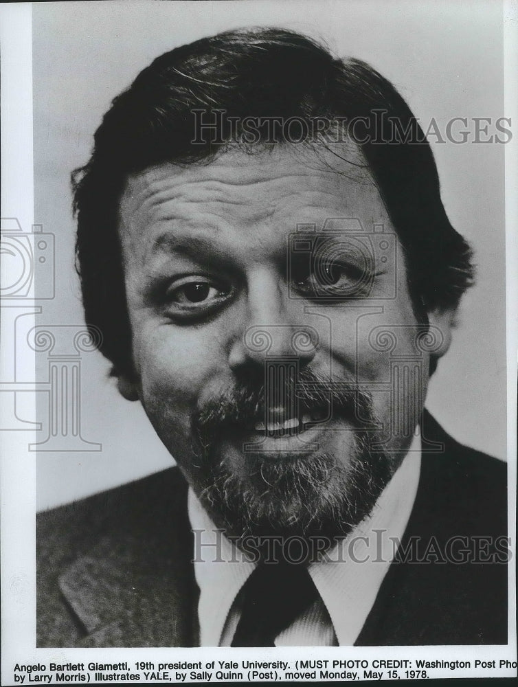 1978 Press Photo Angelo Bartlett Giamatti, Yale president, Baseball Commissioner - Historic Images