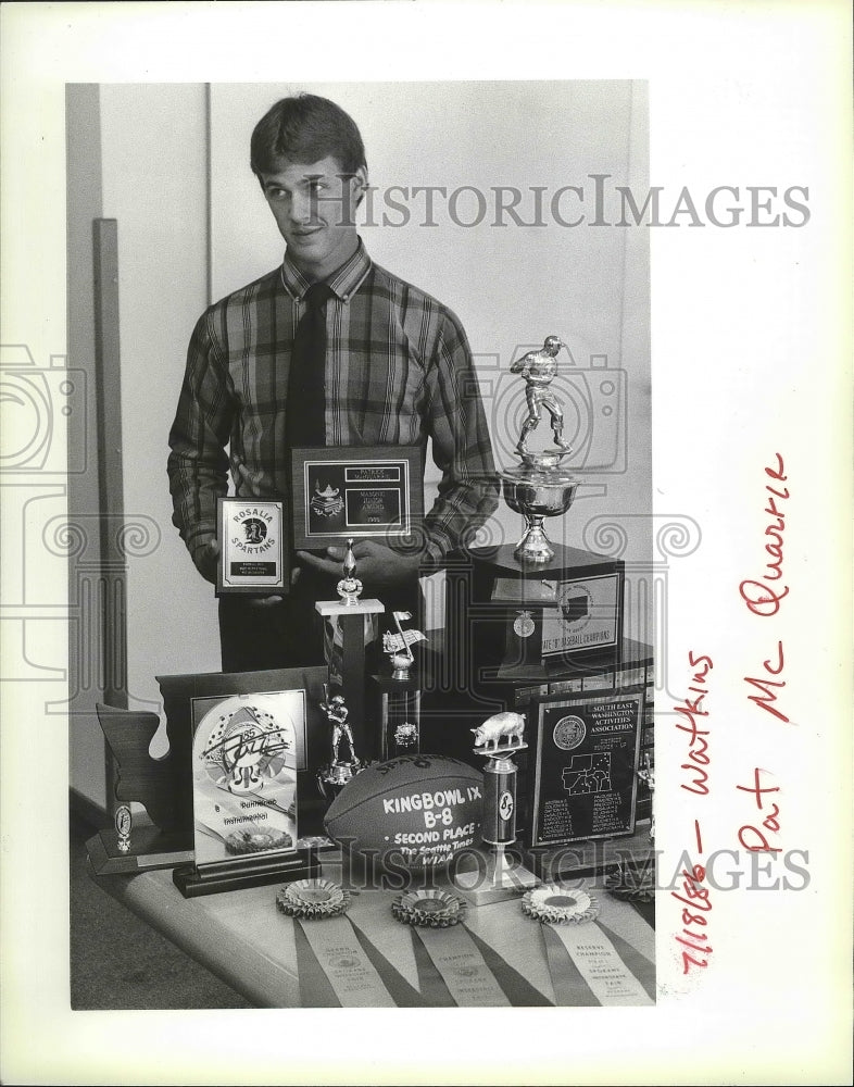 1986 Press Photo Rosalia Spartans football&#39;s Patrick MacQuarrie - sps09418 - Historic Images