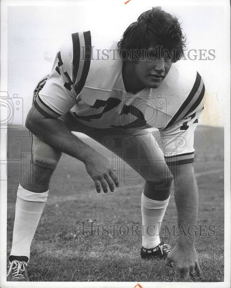 1973 Press Photo MSU Football Player Bill Kollar Takes His Stance on the Field-Historic Images