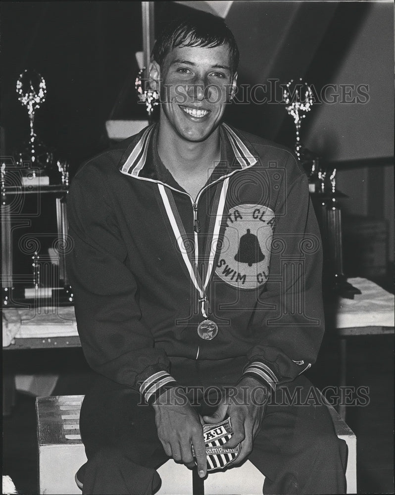 1971 Press Photo Swimmer Brian Job with his awards - sps09924- Historic Images