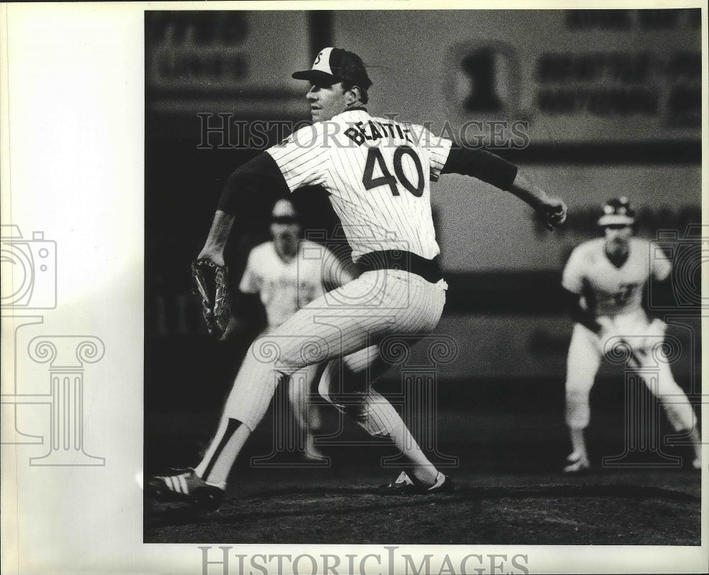 1981 Press Photo Seattle Mariners baseball pitcher, Jim Beattie, in action- Historic Images