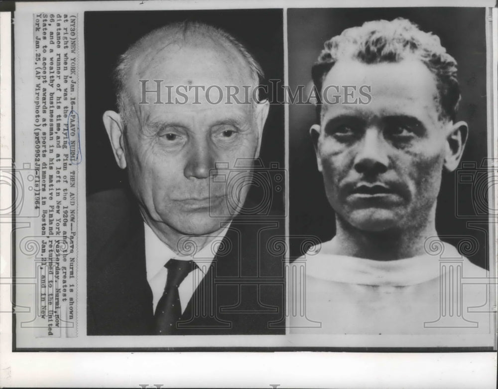 1964 Press Photo Paavo Nurmi then 1920&#39;s track runner and now as a businessman - Historic Images