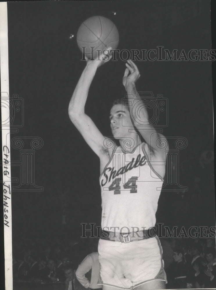 1964 Press Photo Shadle Basketball Player, Craig Johnson, Takes a Shot- Historic Images