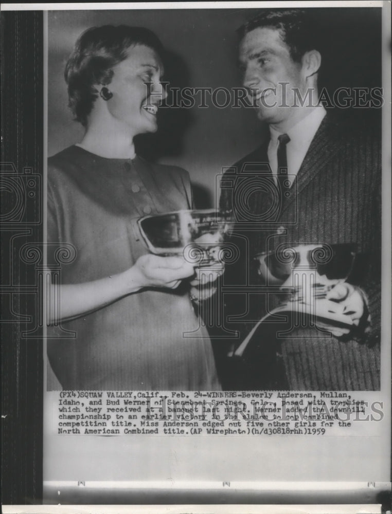 1959 Press Photo Champion skiers, Beverly Anderson and Bud Werner - sps10974- Historic Images