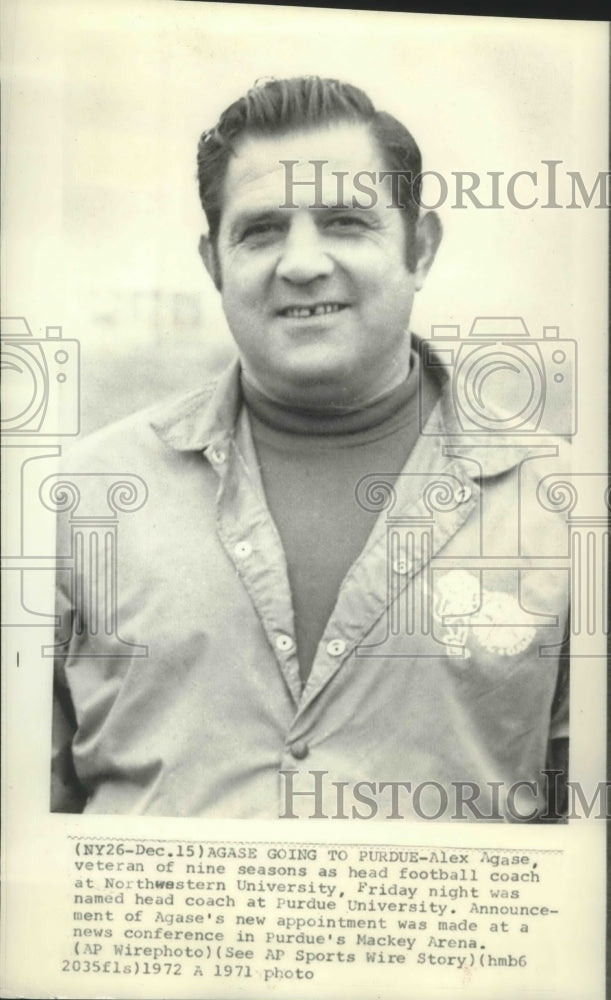 1971 Press Photo Alex Agase, head football at Northwestern University - Historic Images