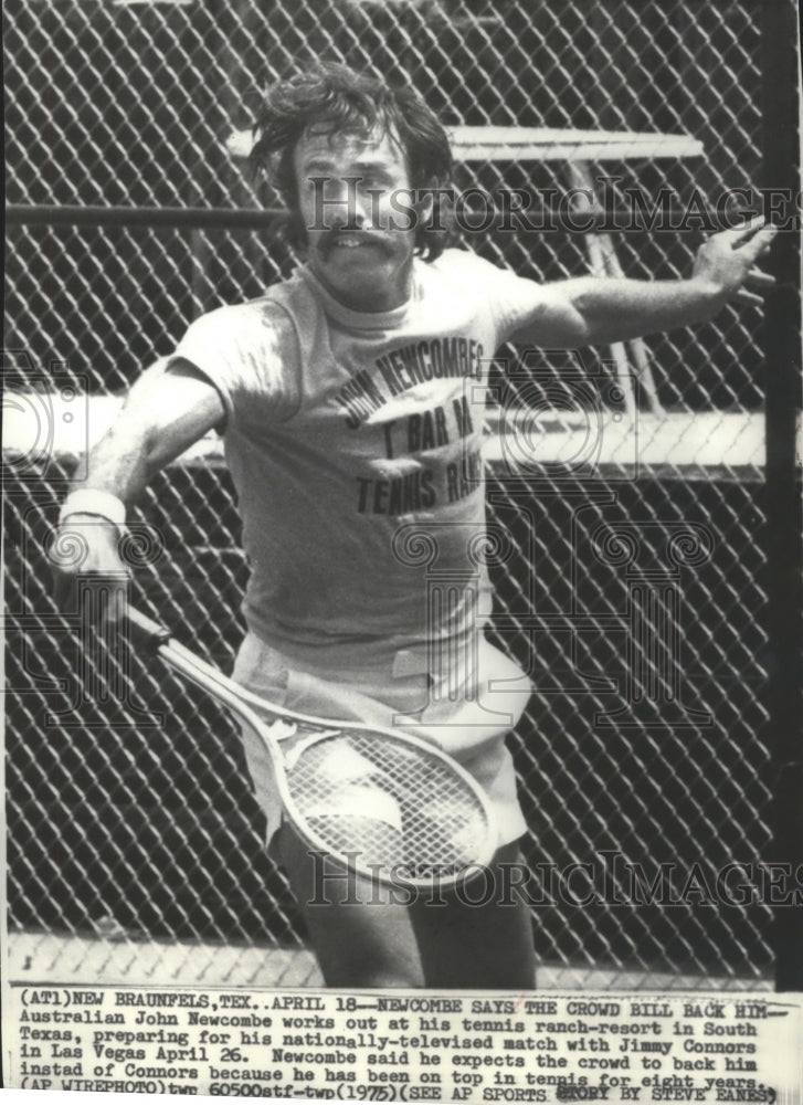 1975 Press Photo Australian Tennis Player John Newcombe Working Out in Texas - Historic Images