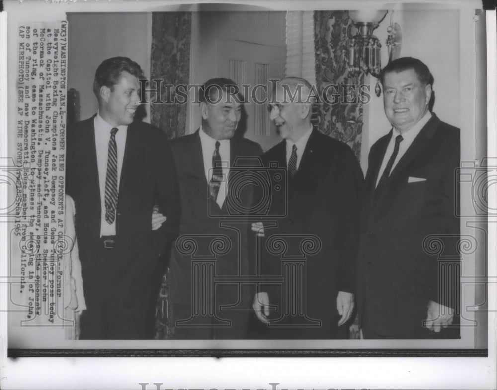 1965 Press Photo Boxing champs, Jack Dempsey and Gene Tunney meet in Capitol- Historic Images