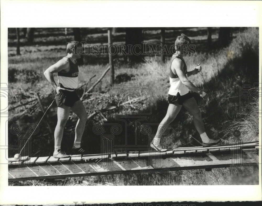 1987 Press Photo Track athletes Arnie Tyler and Tim Jacobson - sps11914-Historic Images