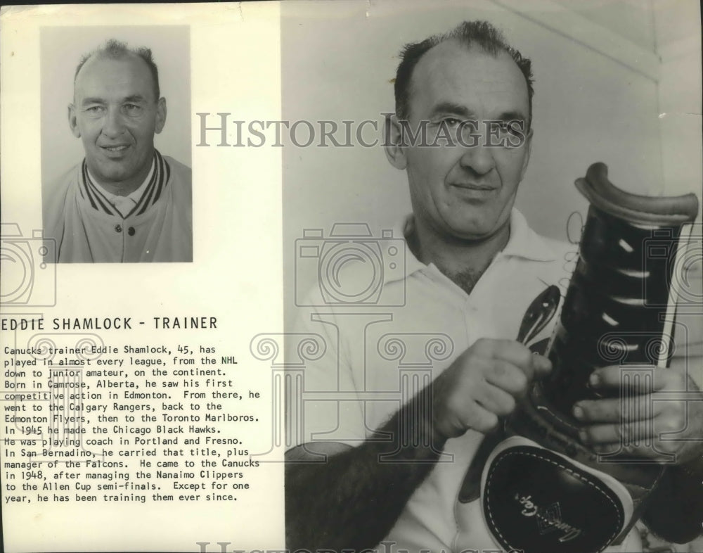 1965 Press Photo Canucks hockey trainer Eddie Shamlock - sps12010- Historic Images