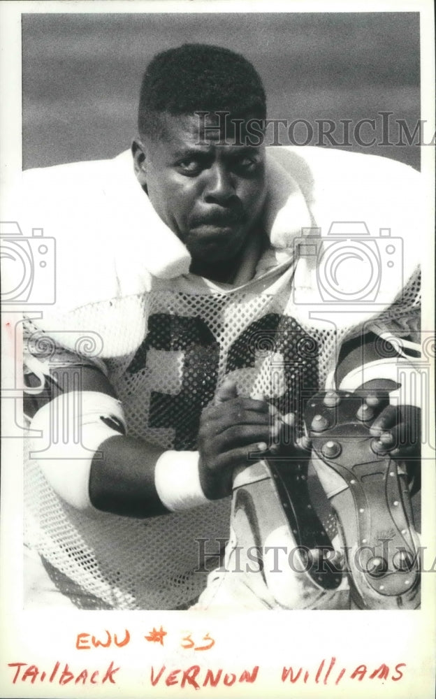1988 Press Photo EWU football tailback #33, Vernon Williams - sps12074 - Historic Images