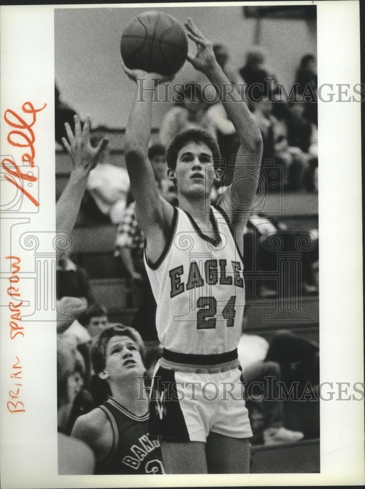 1989 Press Photo Washington State&#39;s, Brian Sparrow shooting basketball jump shot- Historic Images