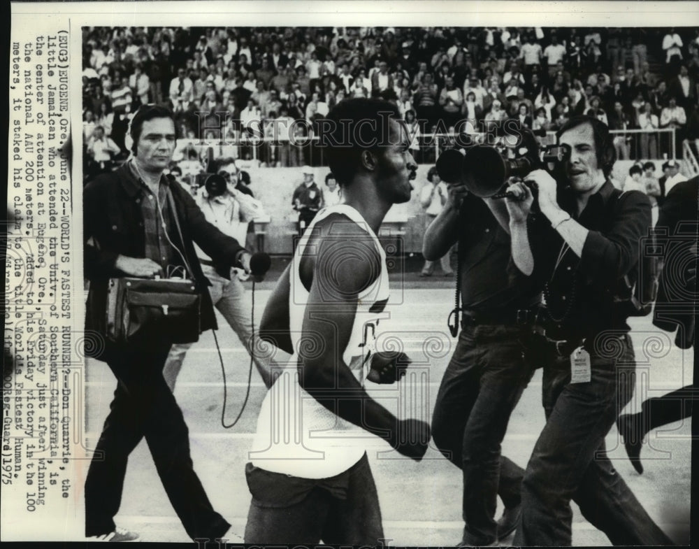 1975 Press Photo Don Quarrie just after winning the national AAU 200 meter run.- Historic Images