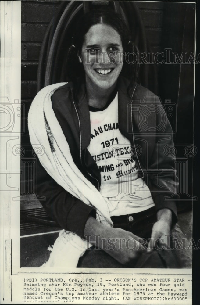 1976 Press Photo Swimmer Kim Peyton named Oregon's top amateur athlete for 1975-Historic Images