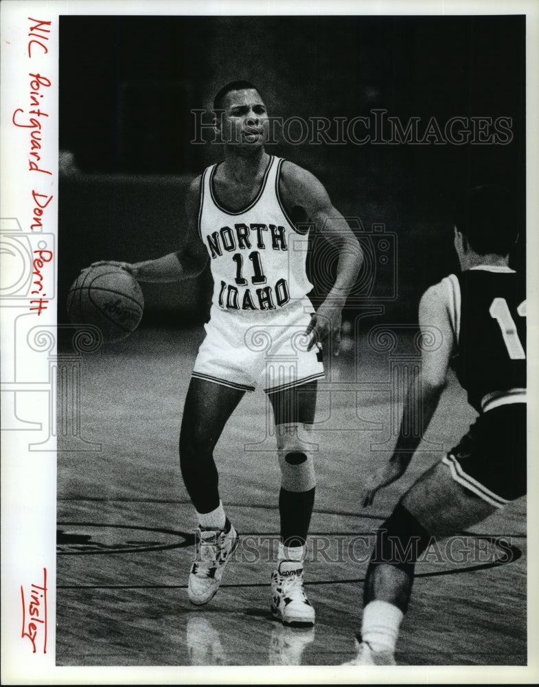 1990 Press Photo North Idaho College basketball pointguard, Donald Perritt - Historic Images