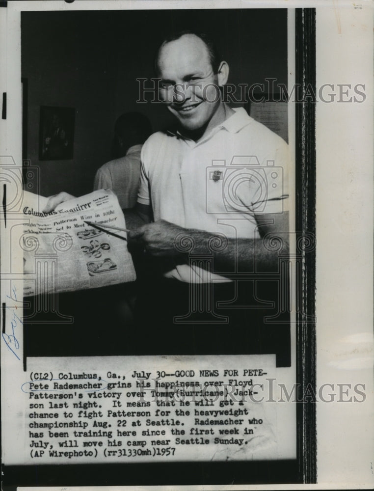 1957 Press Photo Pete Rademacher will fight Floyd Patterson, heavyweight title - Historic Images