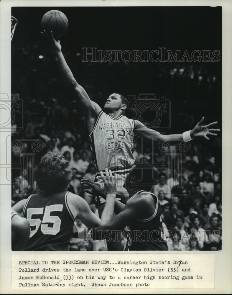 1983 Press Photo Bryan Pollard, Washington State, has career high game over USC- Historic Images