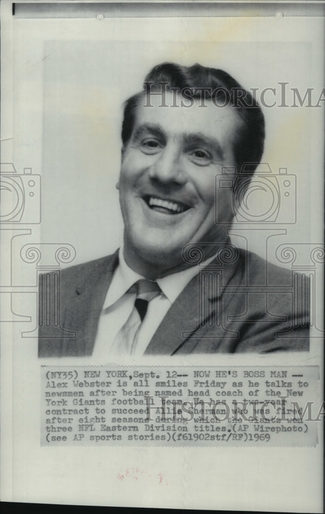 1969 Press Photo Alex Webster After Being Named the Coach of the new York Giants- Historic Images