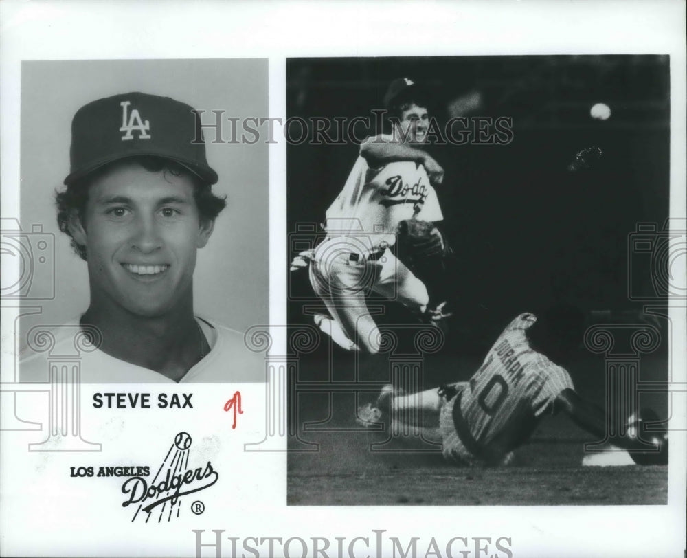 1983 Press Photo Los Angeles Dodgers second baseman Steve Sax pivots and throws- Historic Images
