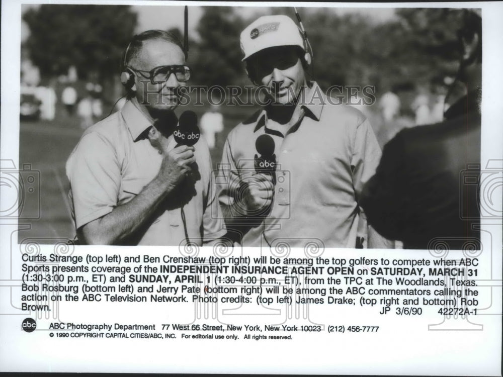 1990 Press Photo ABC golf commentators Bob Rosburg (left) and Jerry Pate-Historic Images