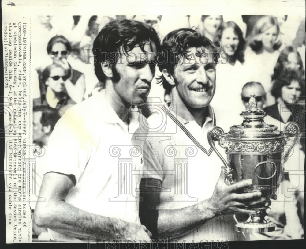 1973 Press Photo Jan Kodes and Alex Metreveli after Wimbledon Tennis Tournament-Historic Images