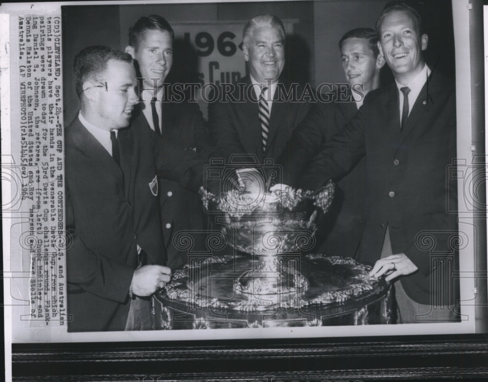 1964 U.S. and Australian Tennis Players Pose with the Davis Cup - Historic Images