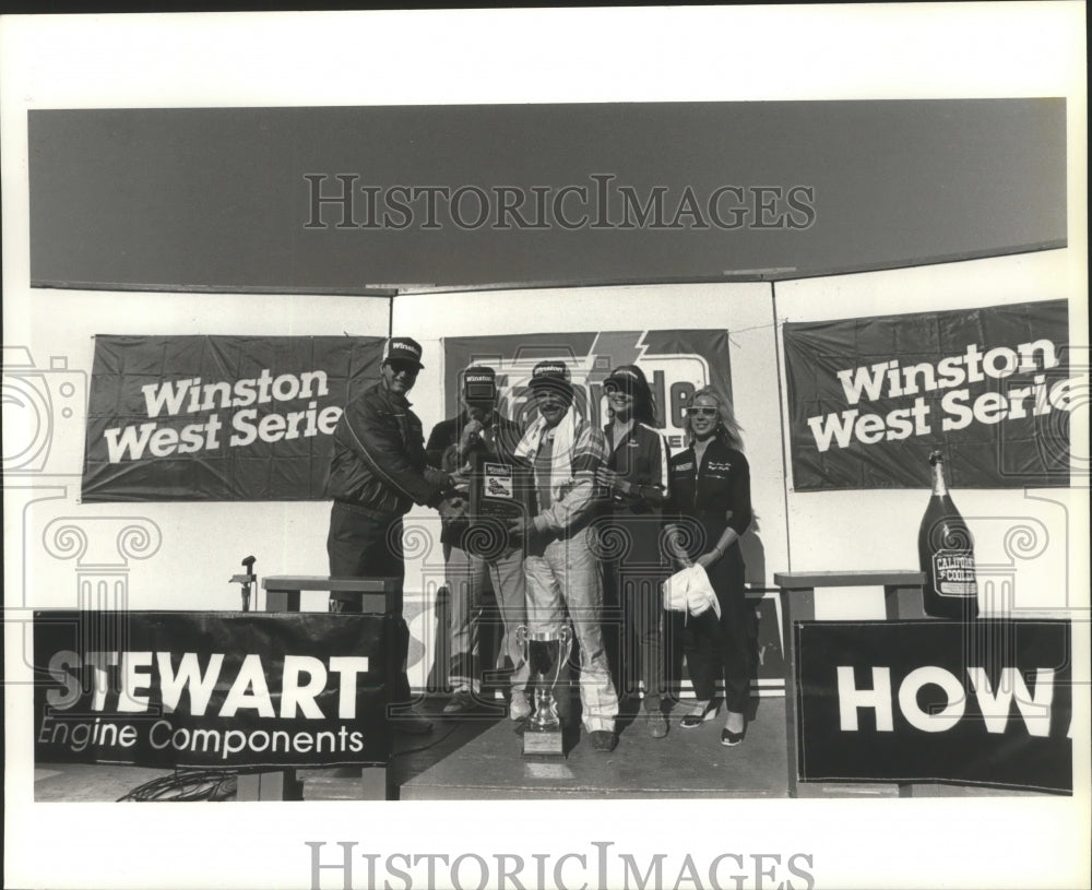 1987 Press Photo Winston West Series Champion After Finishing First in Race - Historic Images
