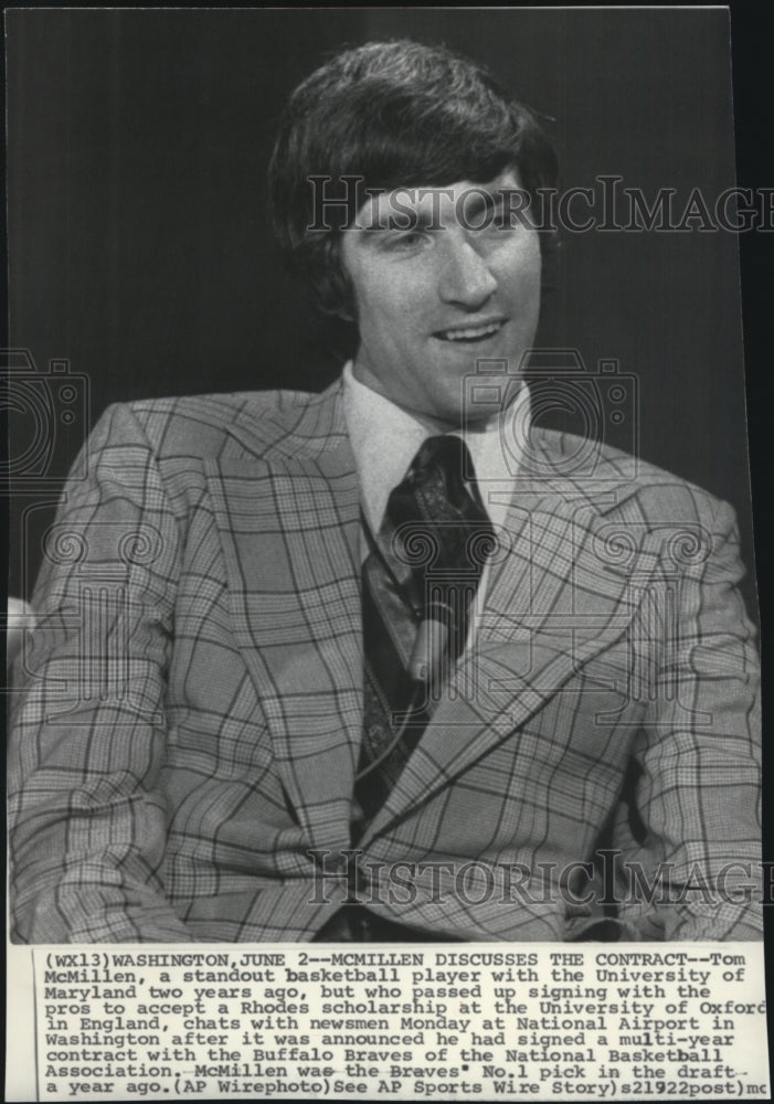 1988 Press Photo Tom McMillen, basketball player, announces signing with Buffalo-Historic Images